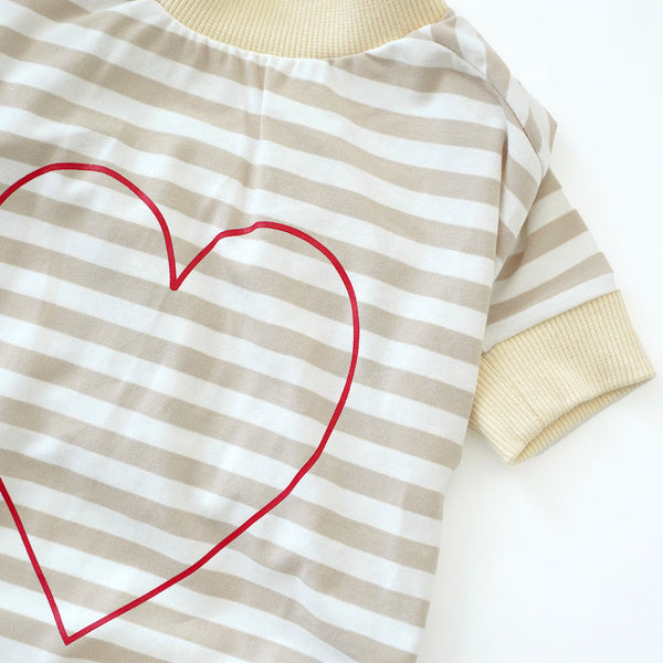 Load image into Gallery viewer, Heart print striped romper
