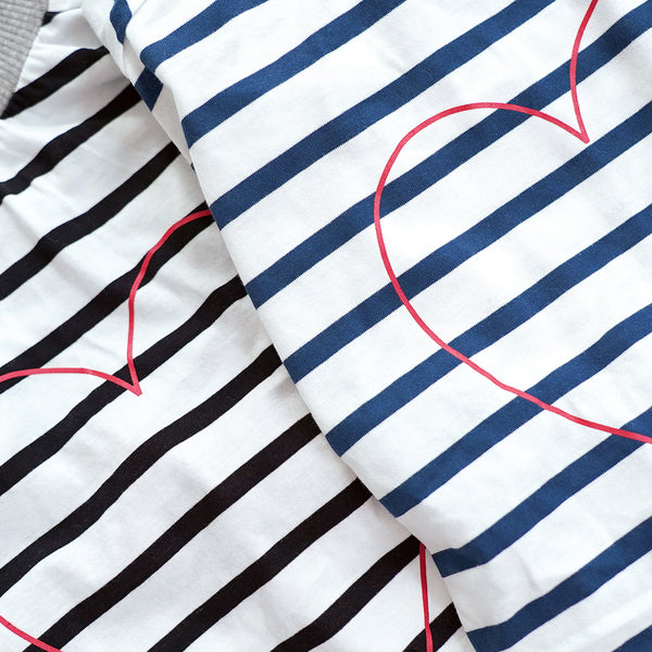 Load image into Gallery viewer, Heart print striped romper
